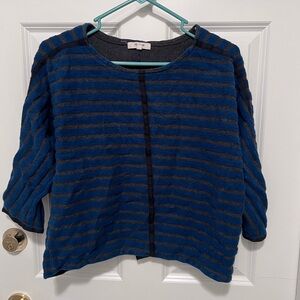 Madewell Blue and Black Striped Top